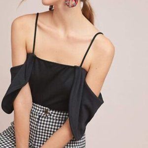 Anthropologie Eri + Ali Black Maria Draped cold off shoulder top